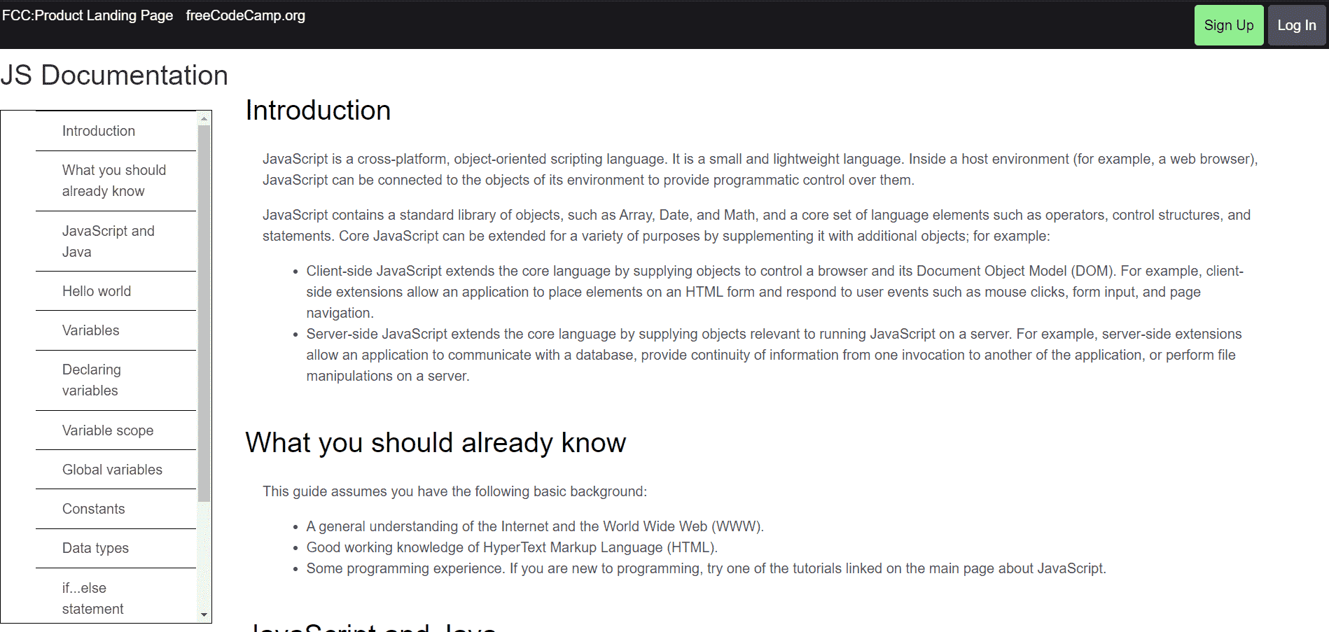js-documentation-page